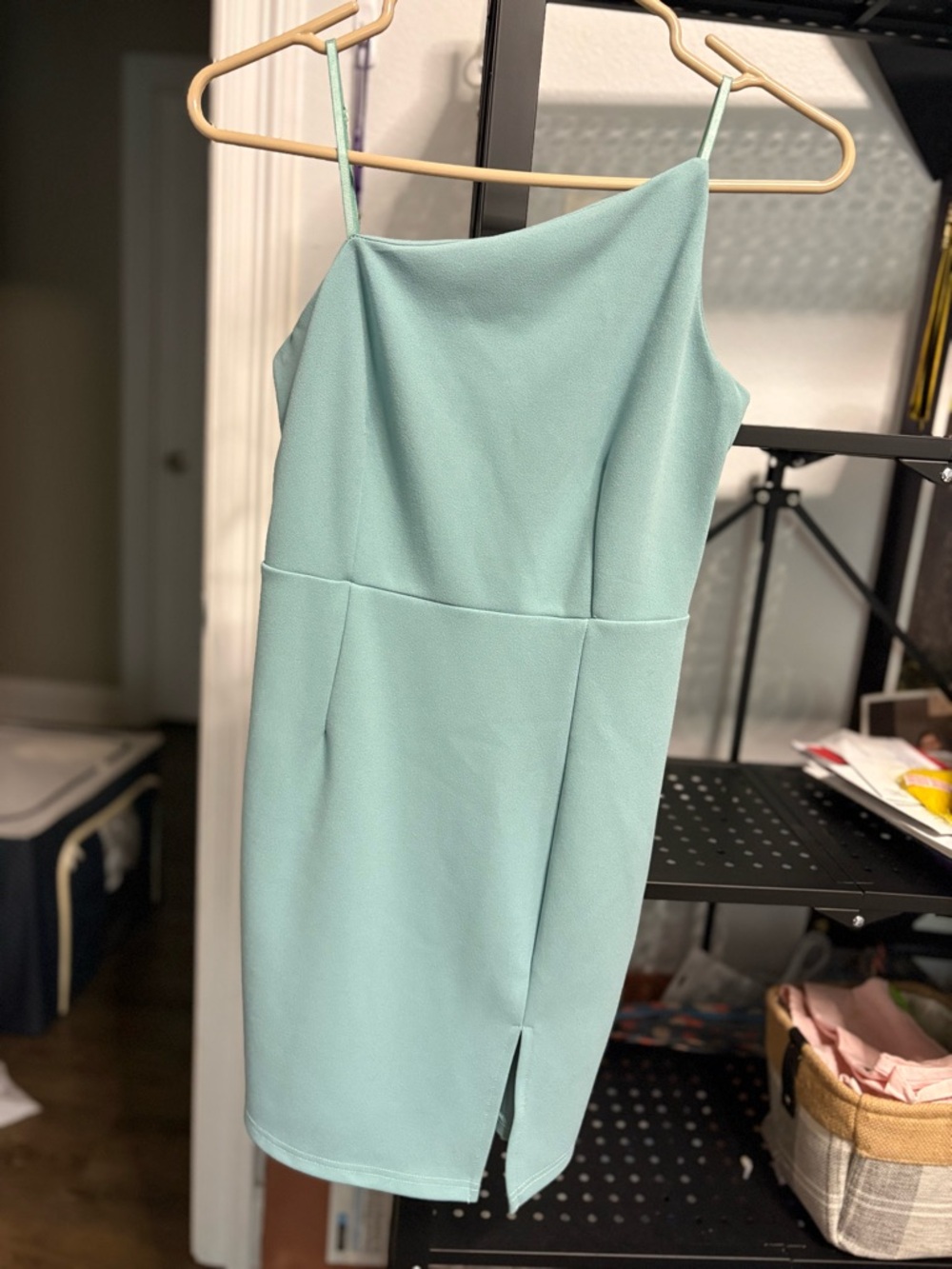 Sleeveless Mint Green Spaghetti Strap Dress